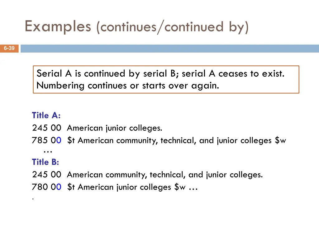 examples continues continued by
