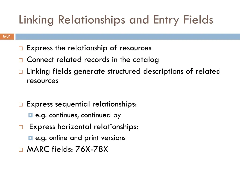 linking relationships and entry fields
