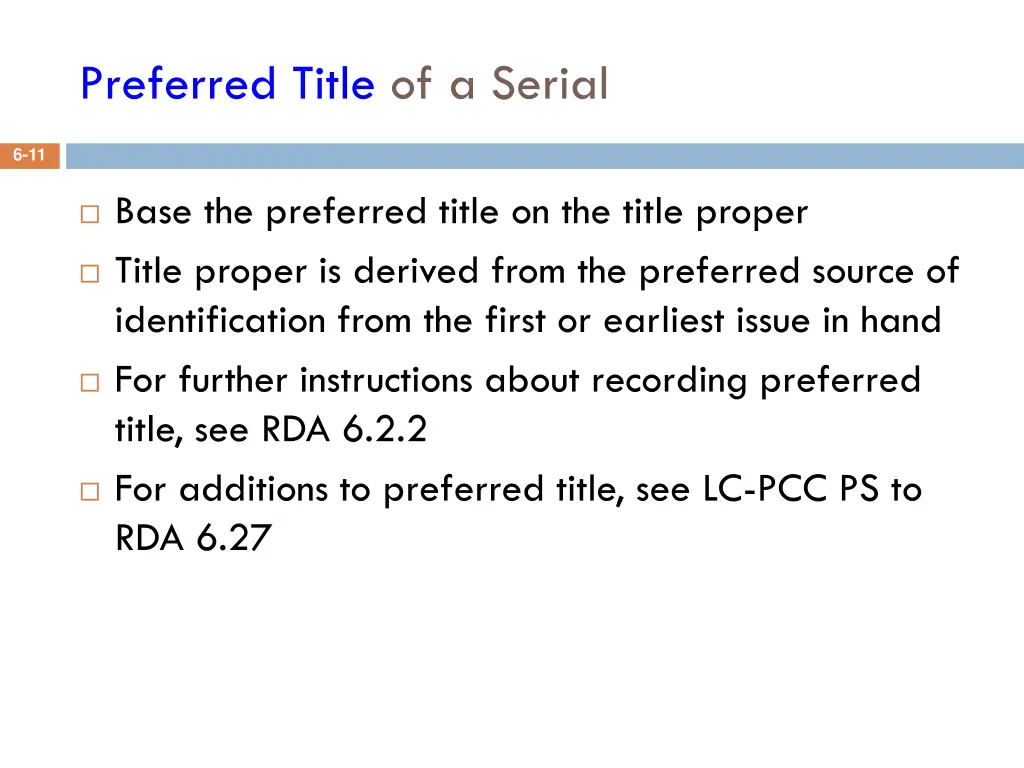 preferred title of a serial