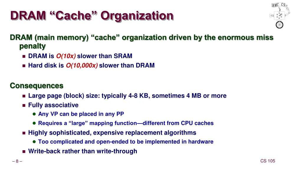 dram cache organization