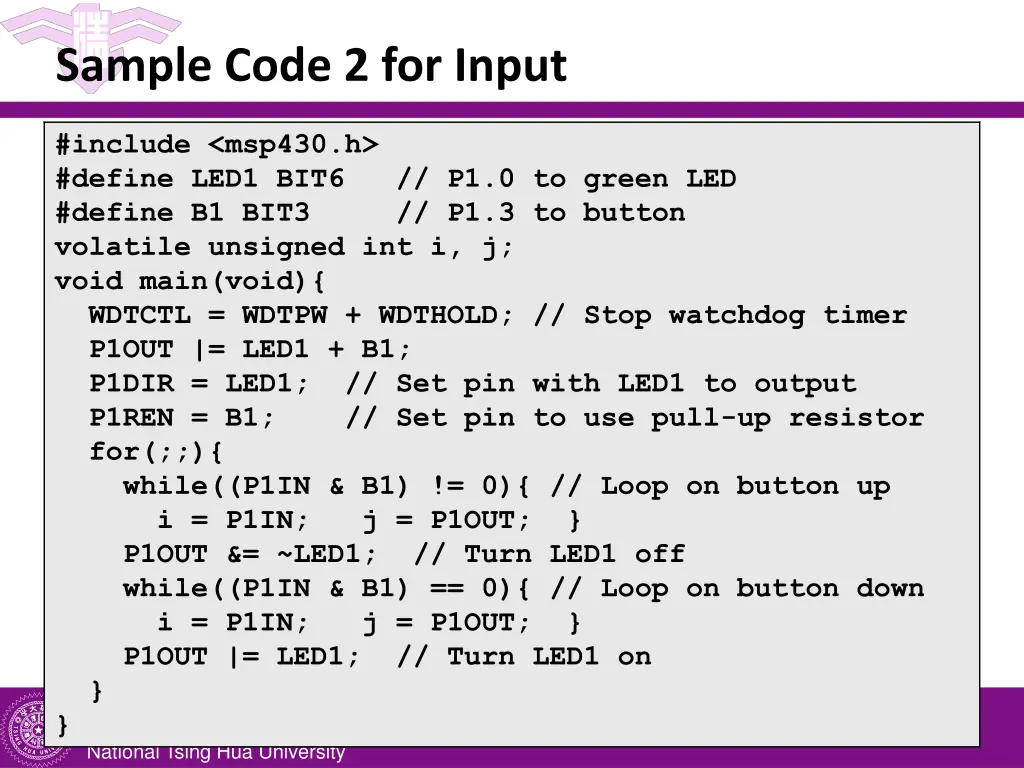 sample code 2 for input