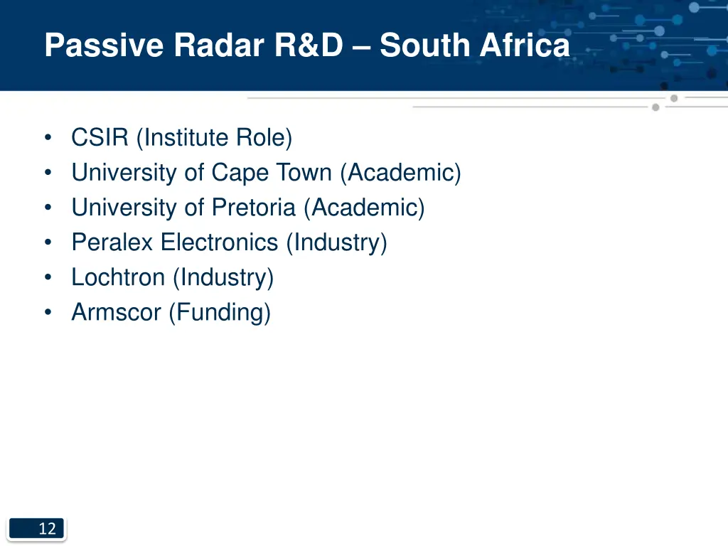 passive radar r d south africa