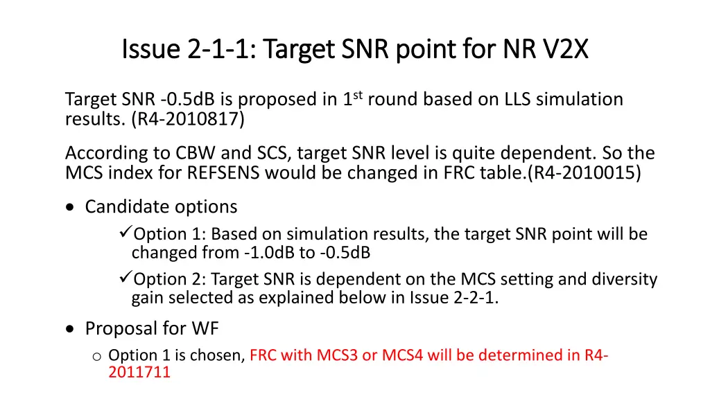 issue 2 issue 2 1 1 1 target snr point