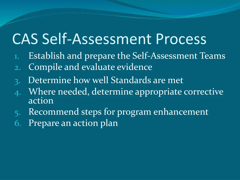 cas self assessment process 1 establish