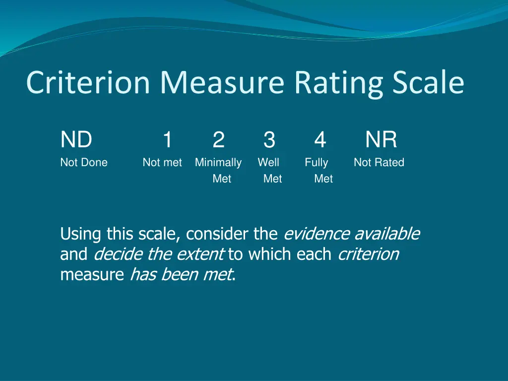 criterion measure rating scale