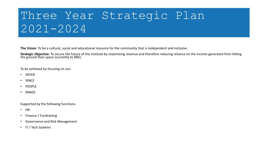 three year strategic plan 2021 2024
