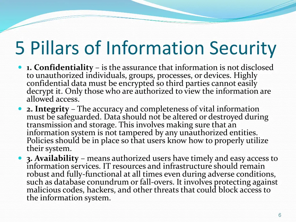 5 pillars of information security