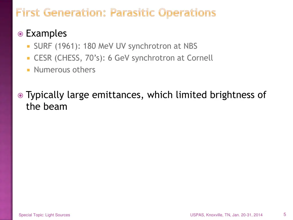 first generation parasitic operations