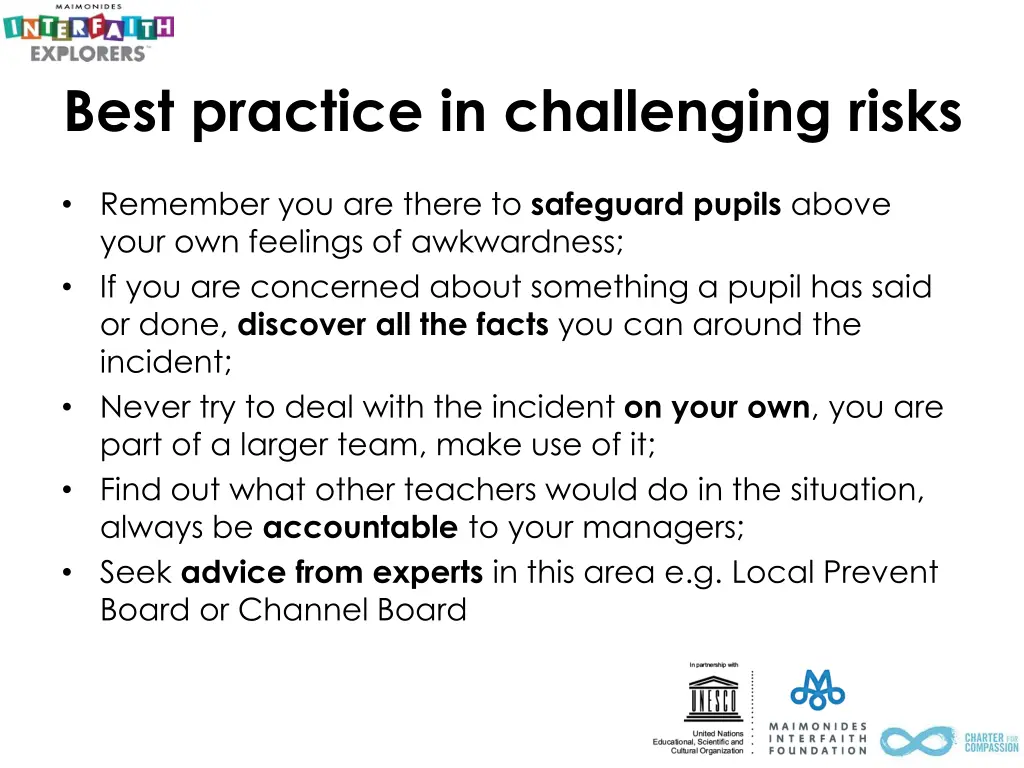 best practice in challenging risks