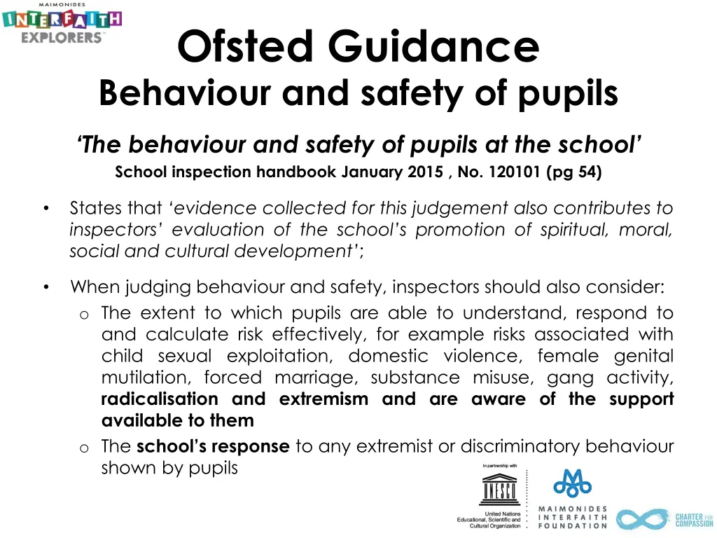 ofsted guidance behaviour and safety of pupils