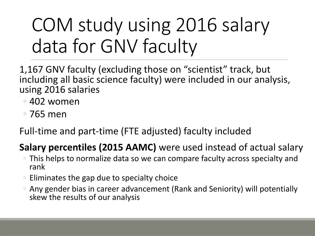 com study using 2016 salary data for gnv faculty