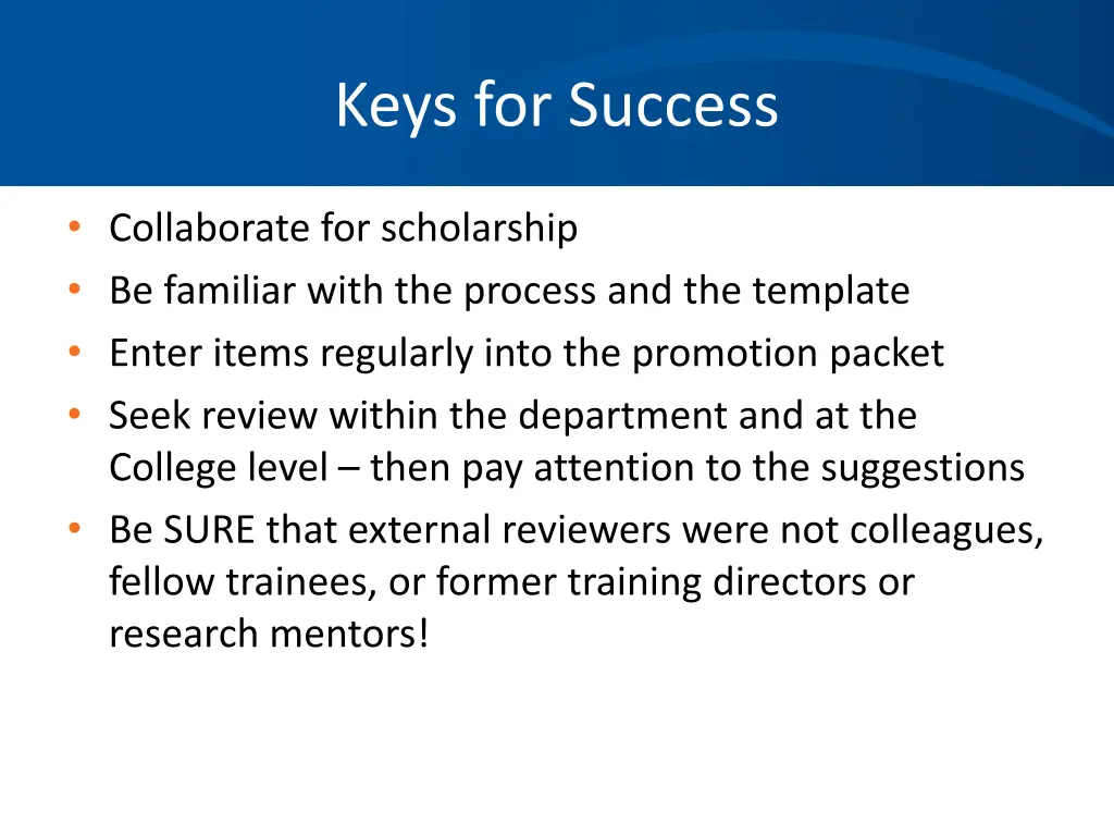 keys for success