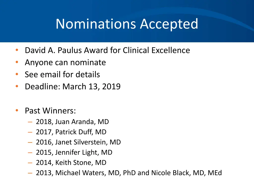 nominations accepted