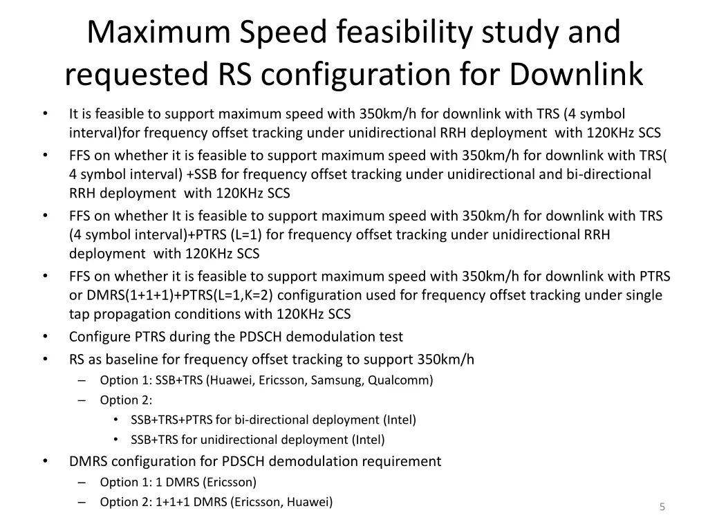 maximum speed feasibility study and requested 1