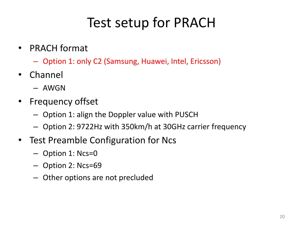 test setup for prach