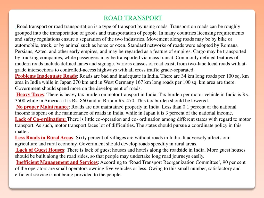 road transport