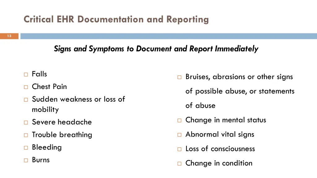 critical ehr documentation and reporting