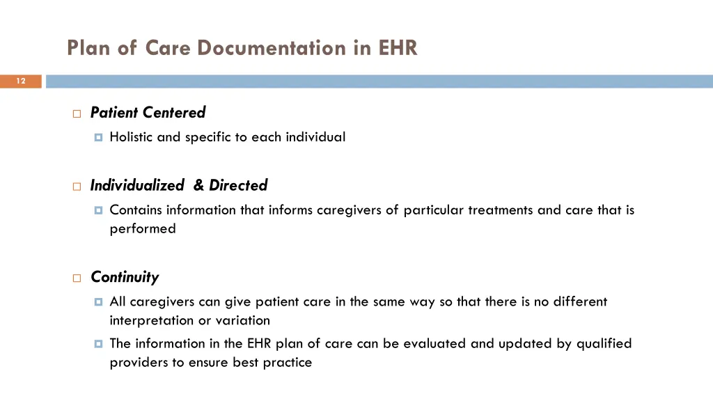 plan of care documentation in ehr