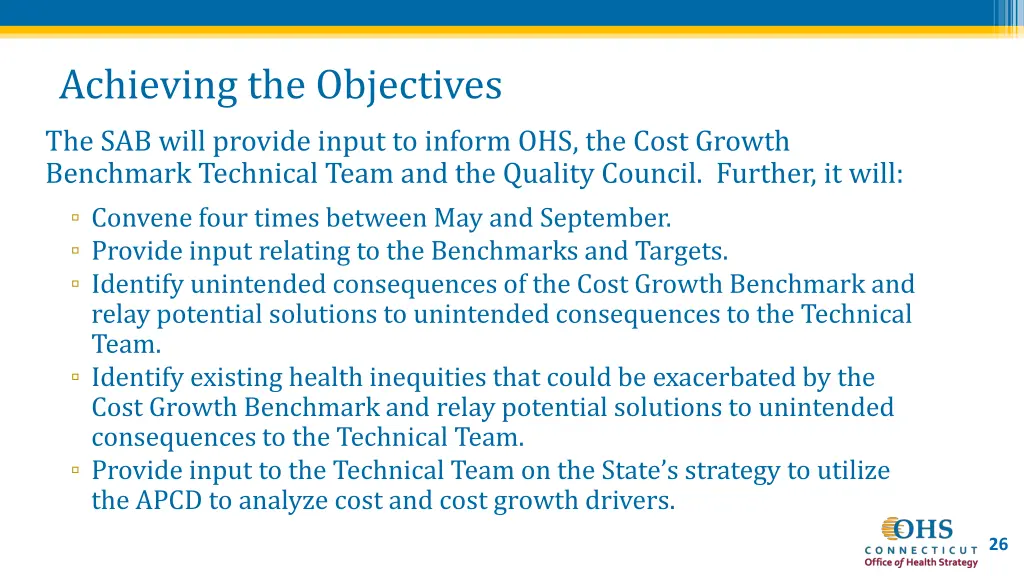 achieving the objectives the sab will provide