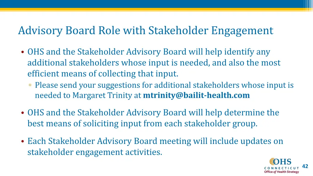 advisory board role with stakeholder engagement