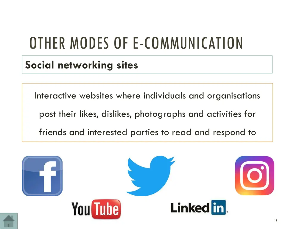 other modes of e communication social networking