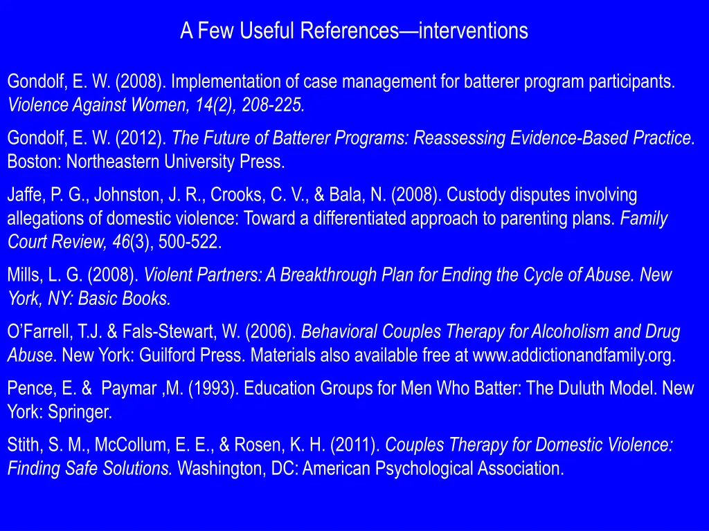 a few useful references interventions