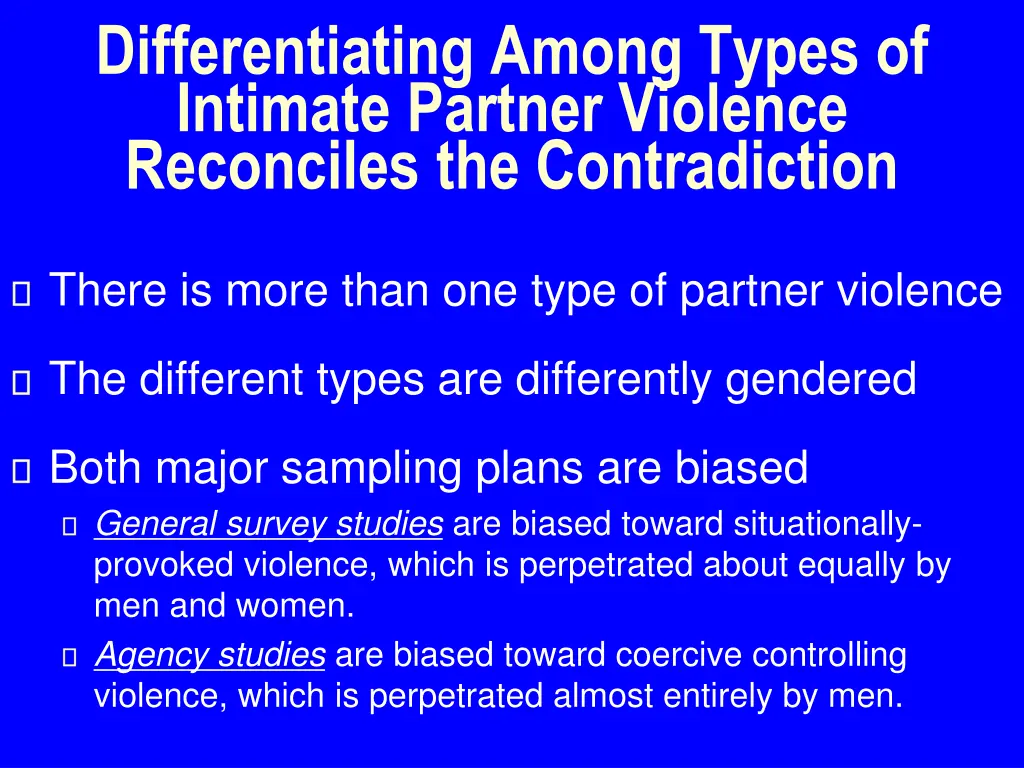 differentiating among types of intimate partner