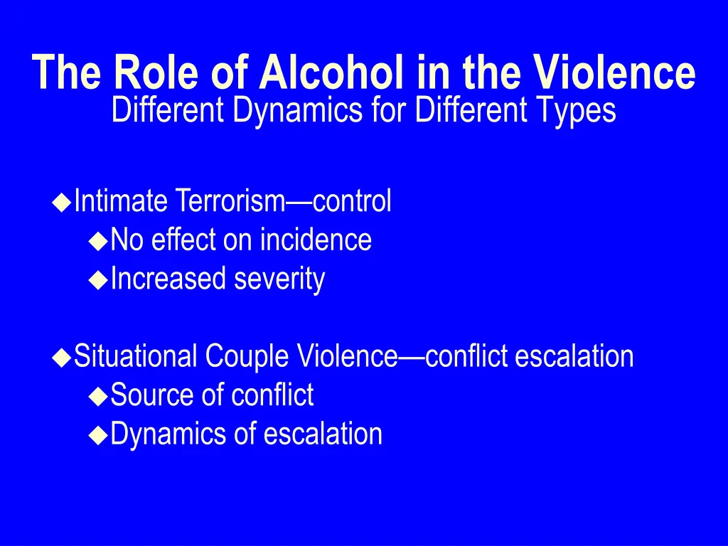 the role of alcohol in the violence different