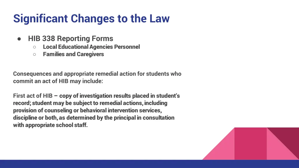 significant changes to the law