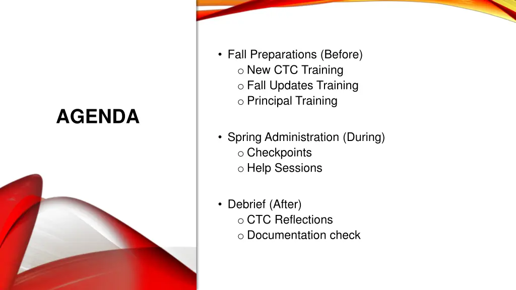fall preparations before o new ctc training