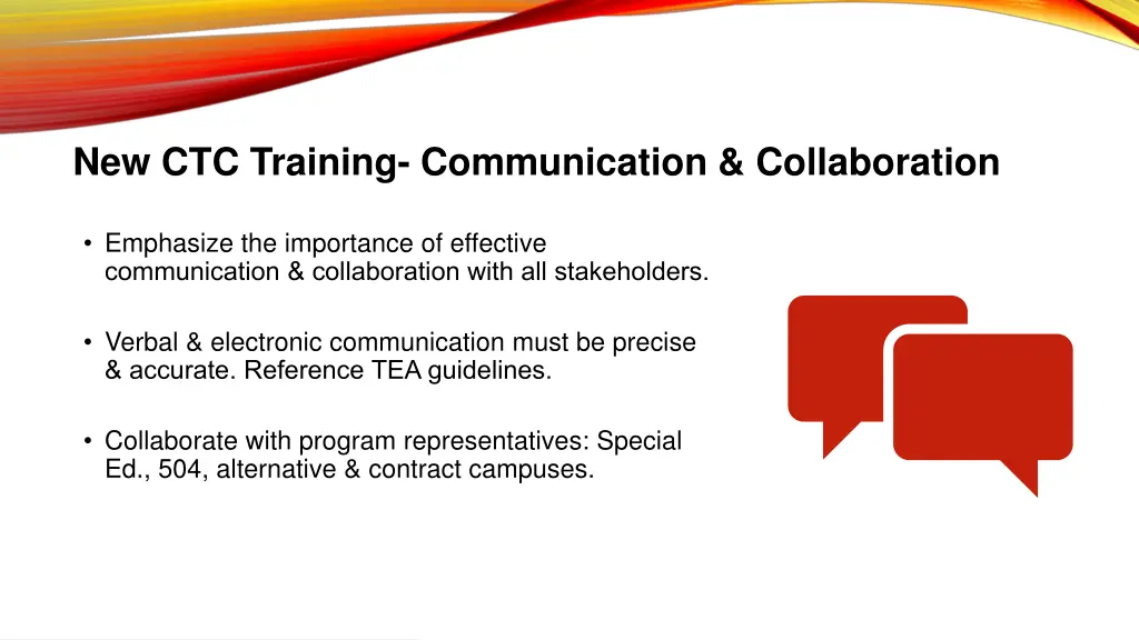new ctc training communication collaboration