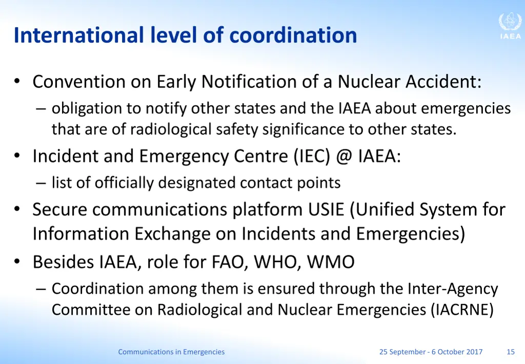international level of coordination