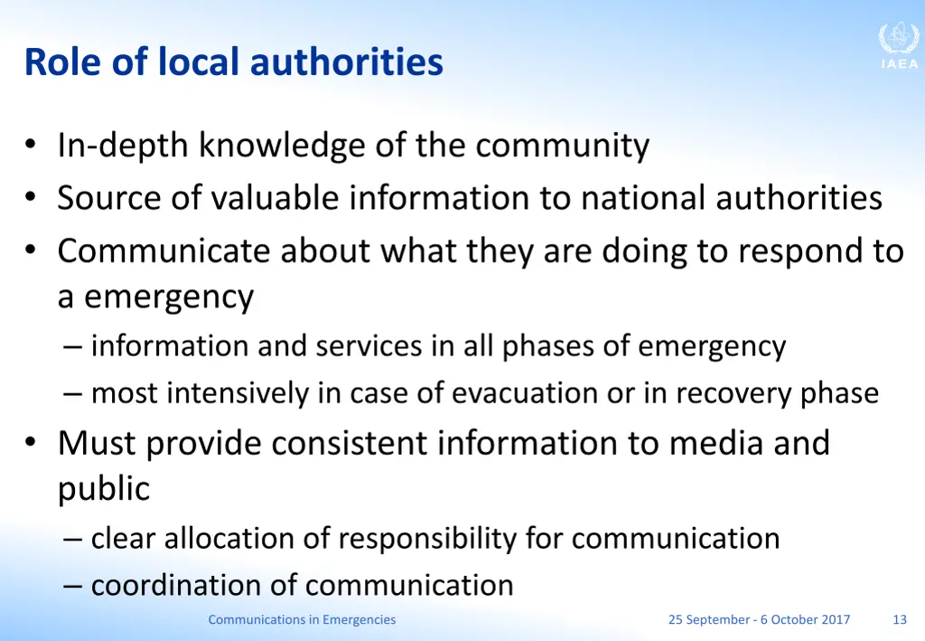 role of local authorities