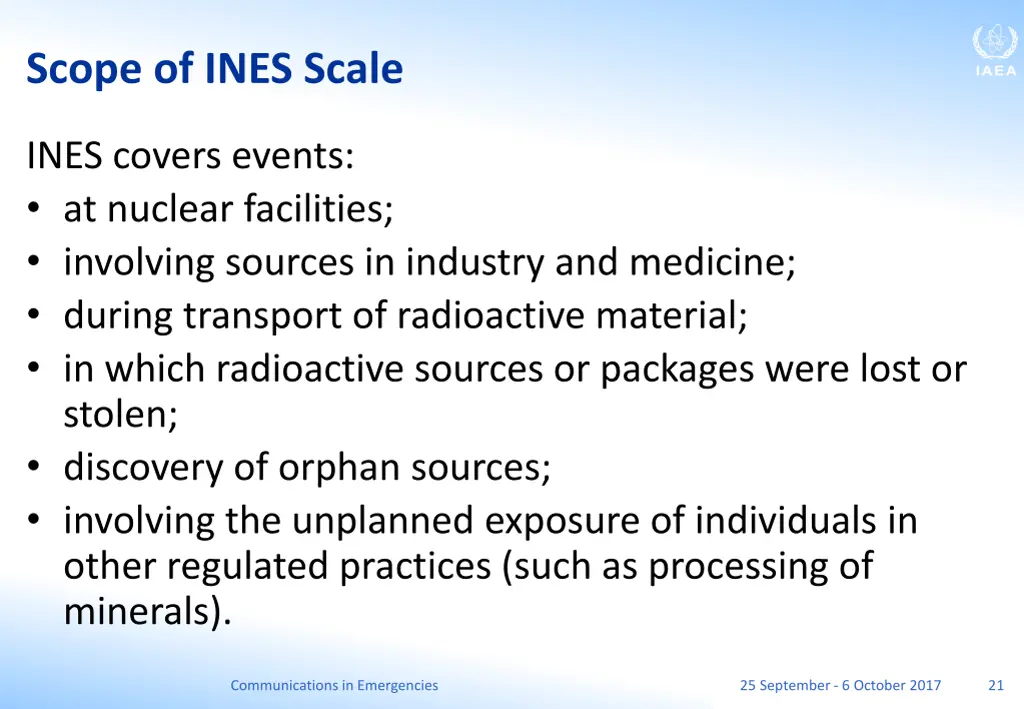 scope of ines scale