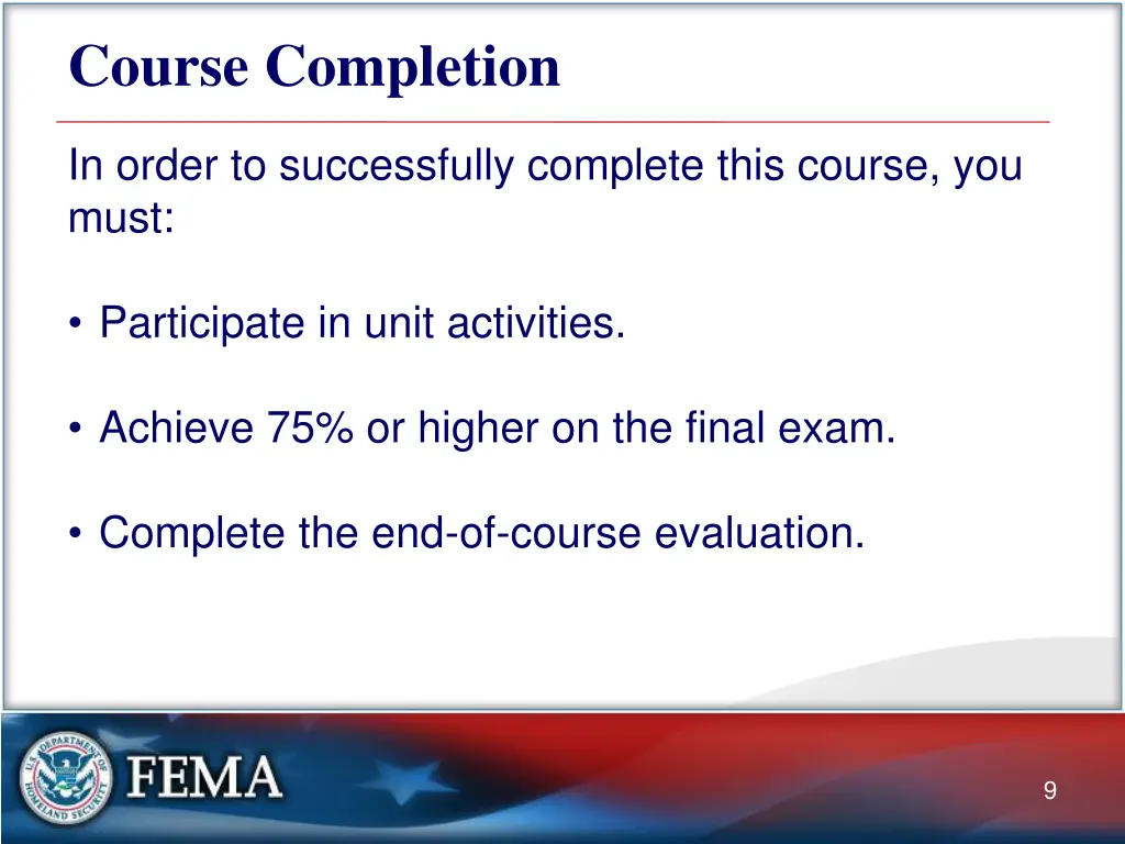 course completion