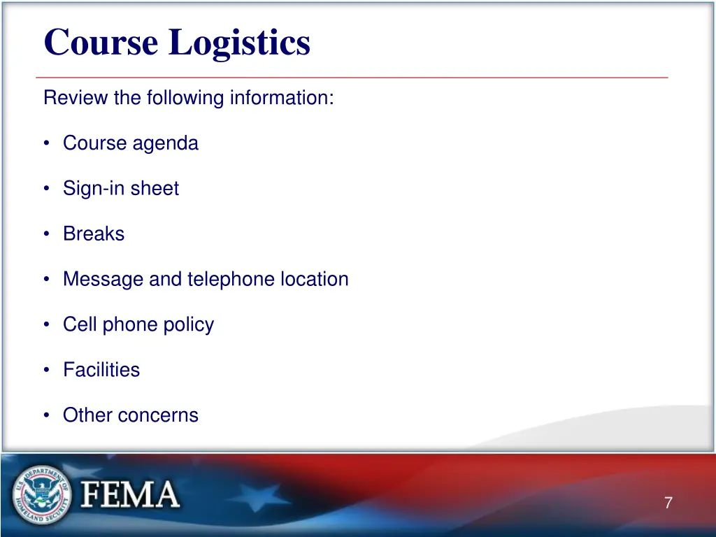 course logistics
