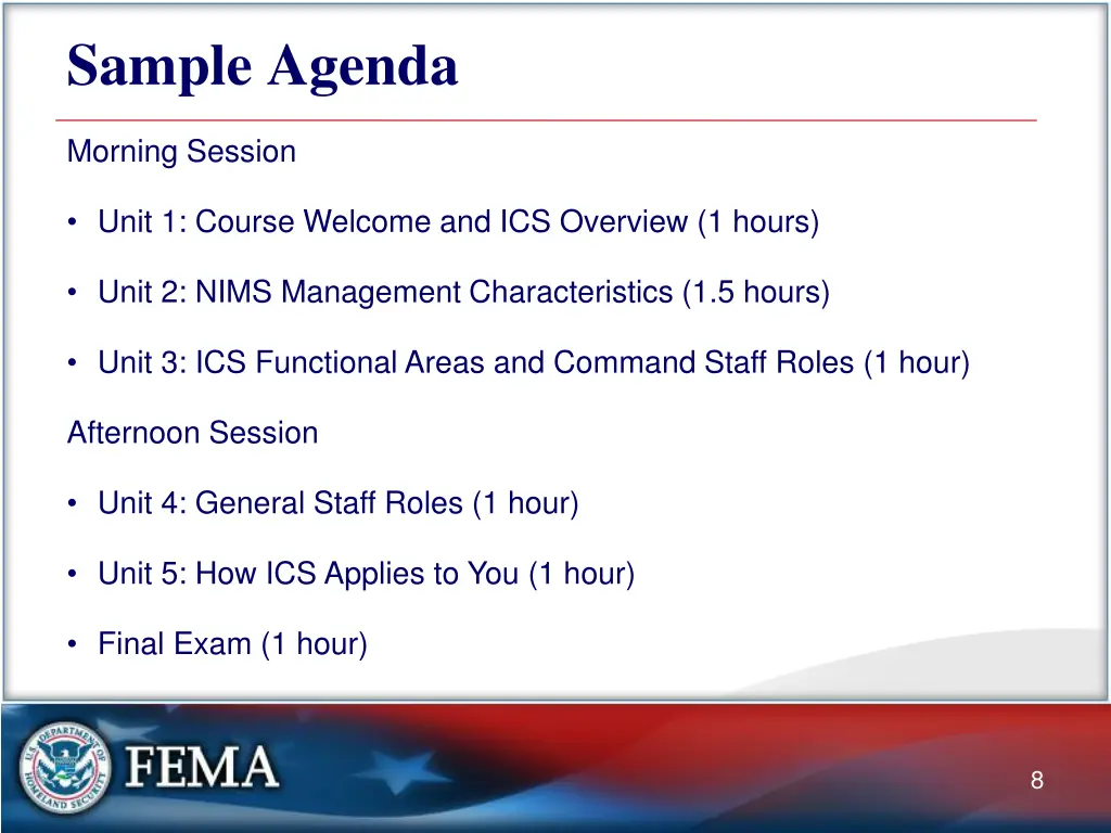 sample agenda