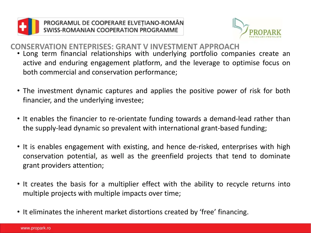 conservation enteprises grant v investment