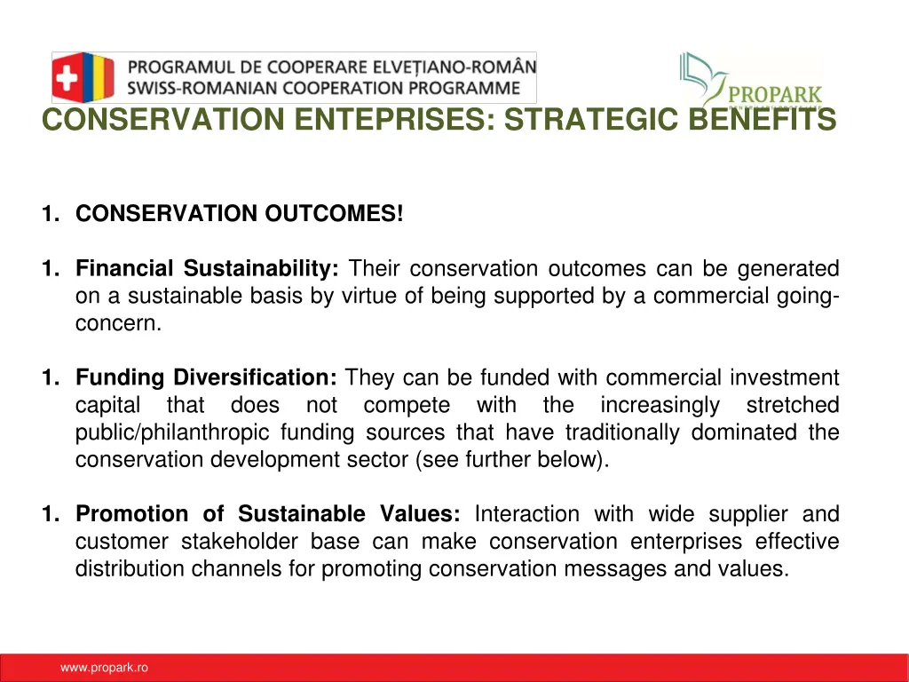 conservation enteprises strategic benefits 2