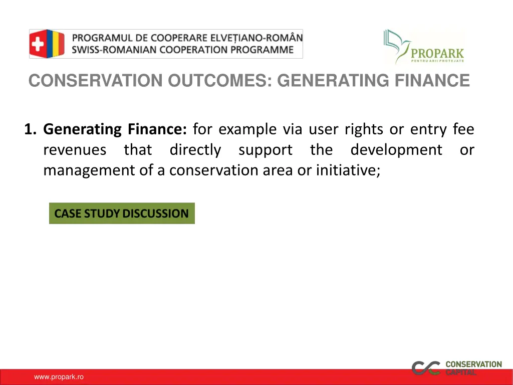 conservation outcomes generating finance