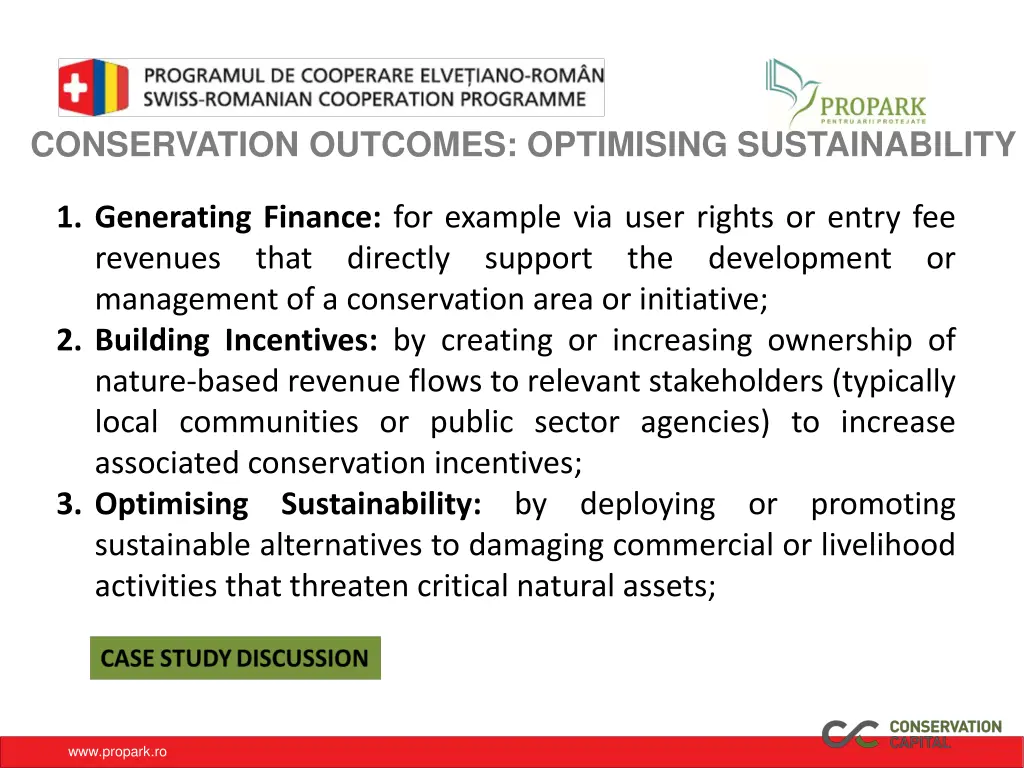 conservation outcomes optimising sustainability