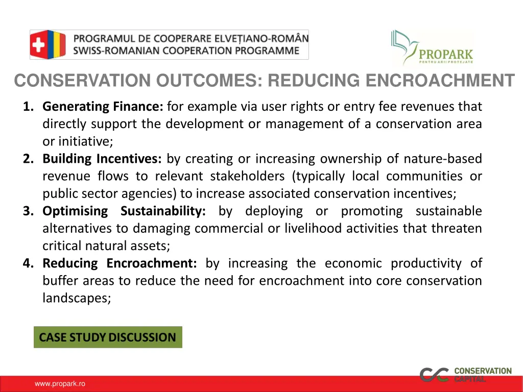 conservation outcomes reducing encroachment