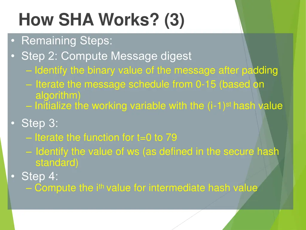 how sha works 3 remaining steps step 2 compute
