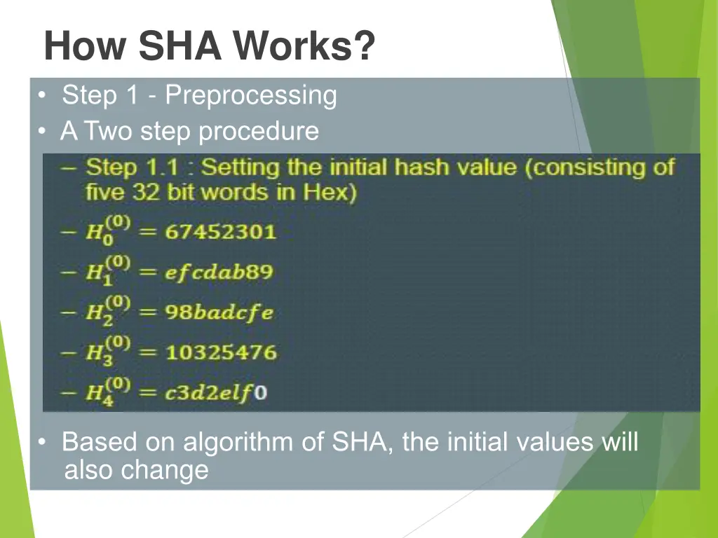 how sha works step 1 preprocessing a two step