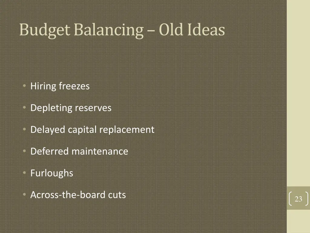 budget balancing old ideas
