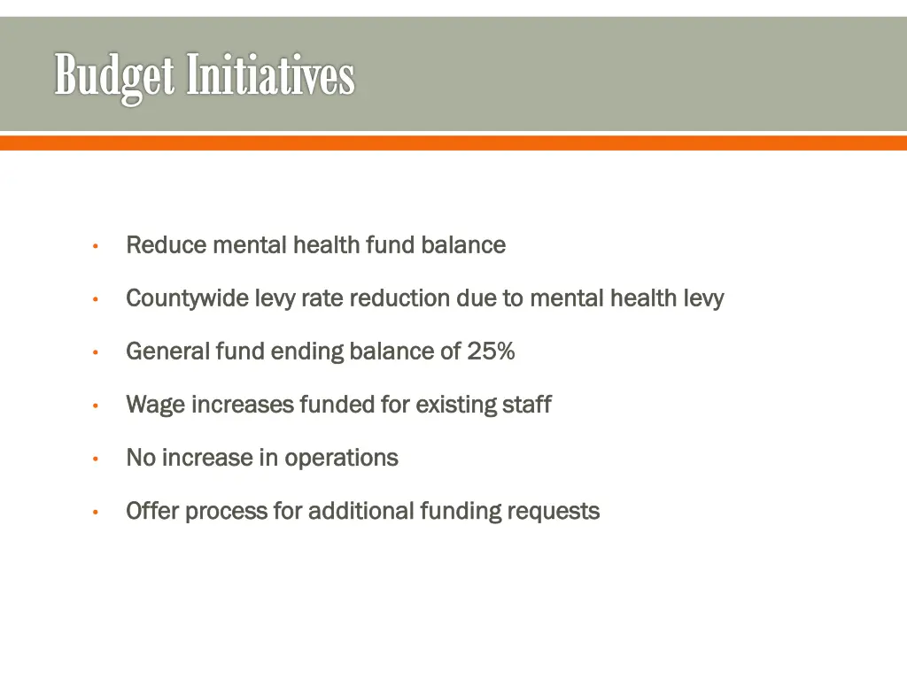 budget initiatives