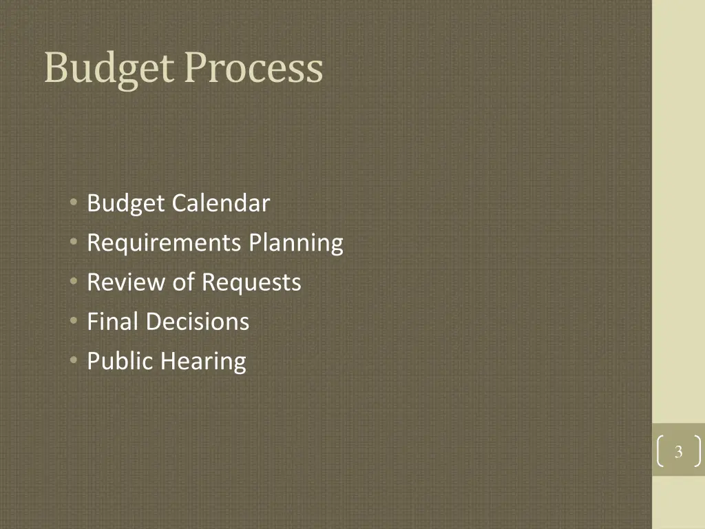 budget process