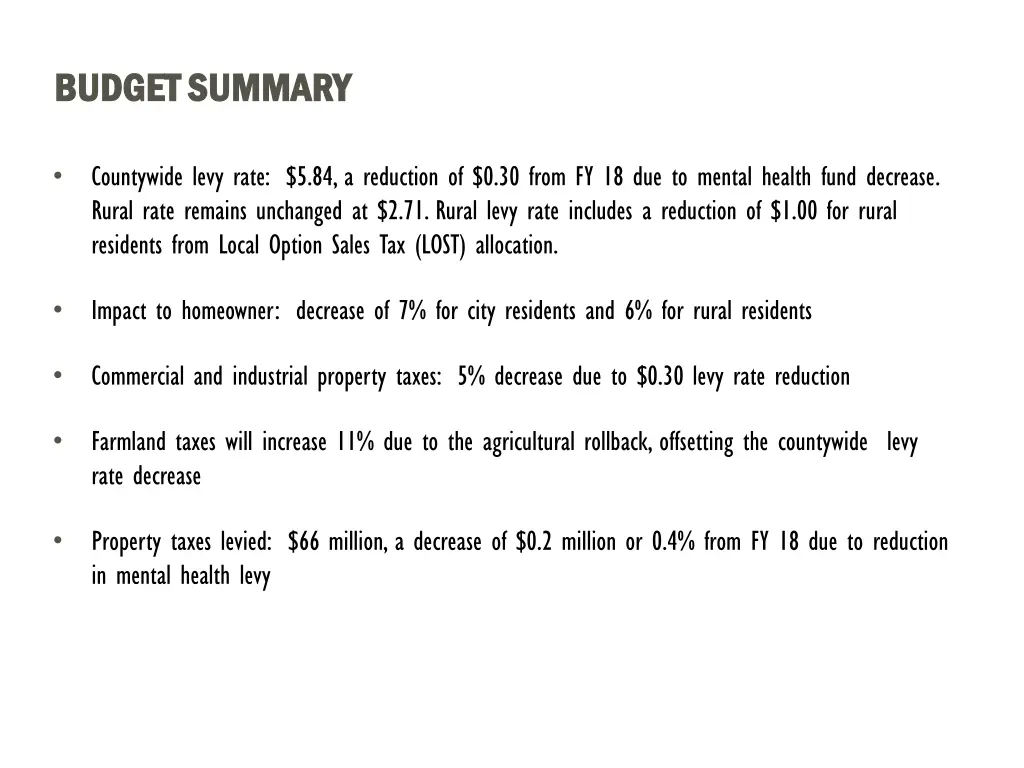 budget summary budget summary