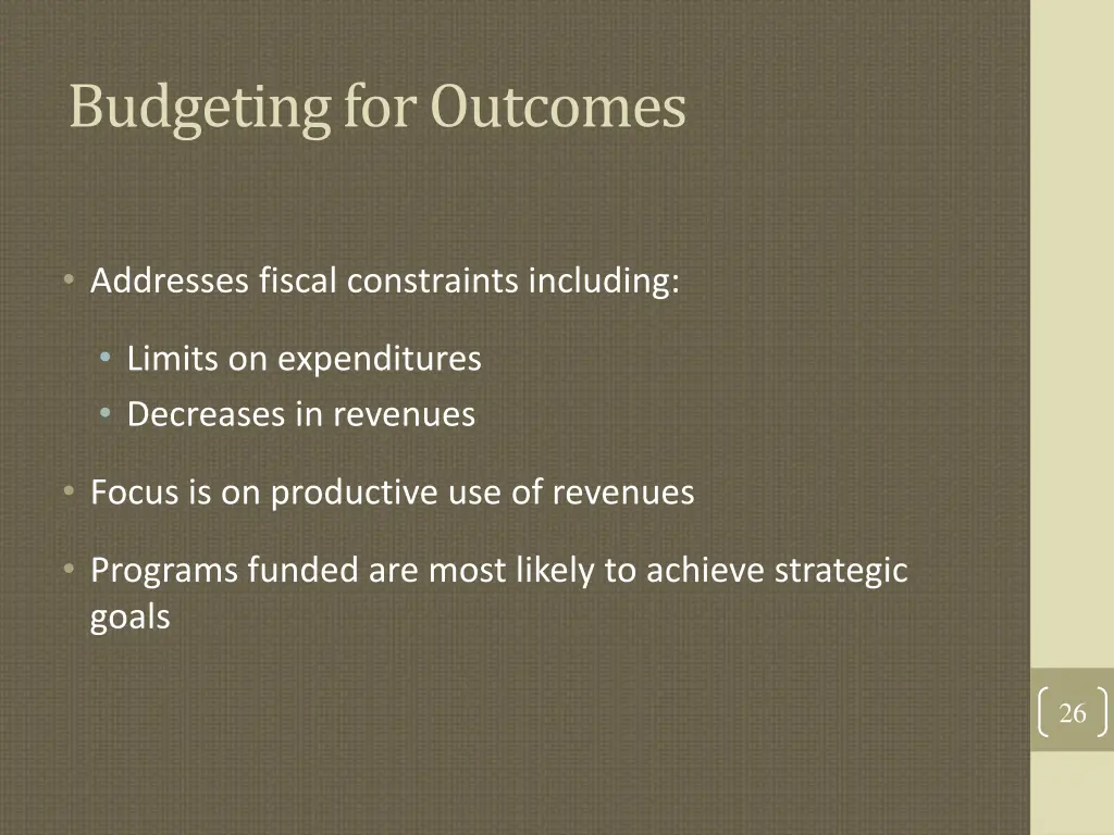budgeting for outcomes 1