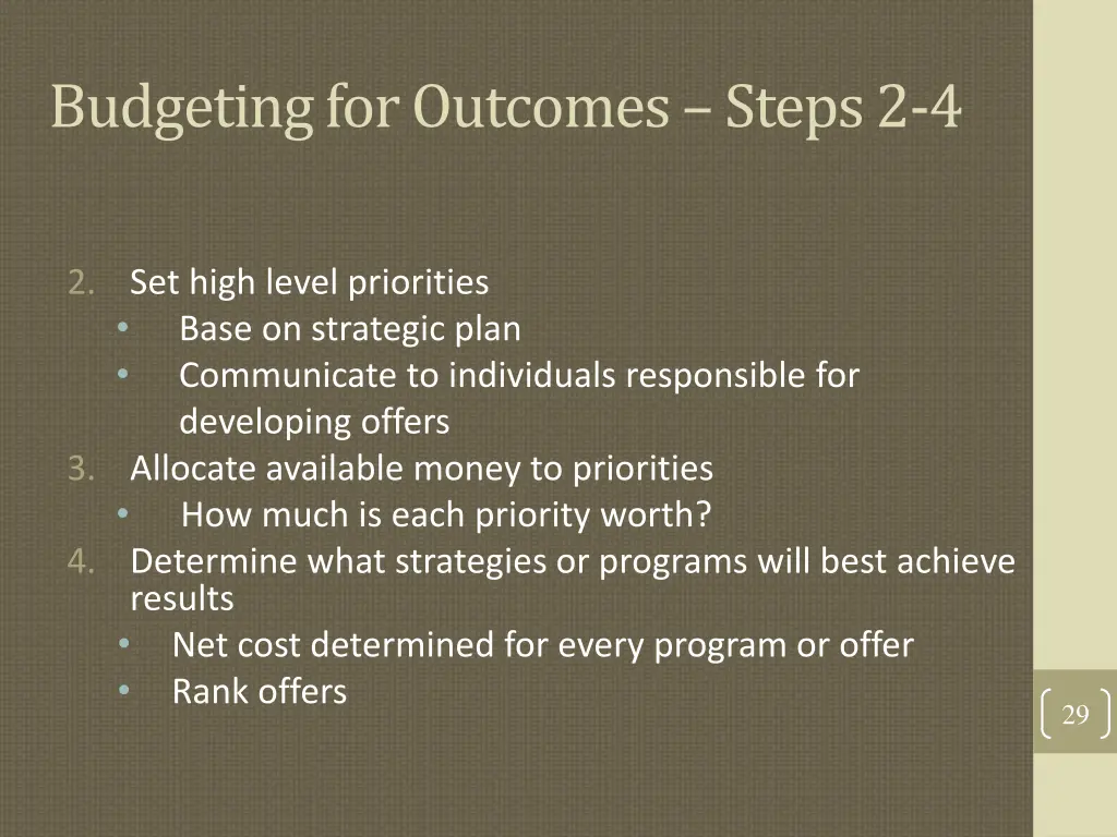 budgeting for outcomes steps 2 4